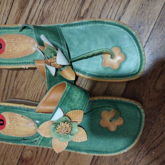 VINTAGE Ragg Flower Wedges Sz 9 - Picture 2 of 6